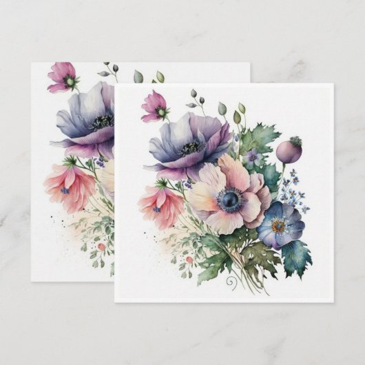 Anemone Blume Bouquet Greetings Card (Vorne/Hinten)