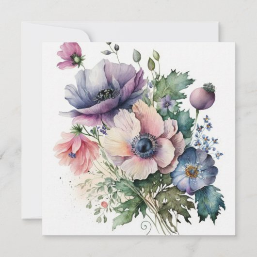 Anemone Blume Bouquet Greetings Card (Rückseite)