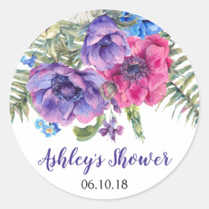 Anemone Blume Floral Brautparty Runder Aufkleber
