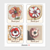 Anemone Blume Groovy Retro Personalisiert Aufkleber (Blatt)