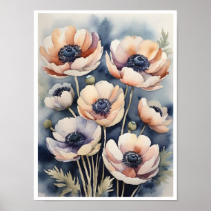 Anemone Blume Handmade Water Color Poster
