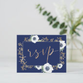 Anemone Blume Navy Blue Wedding Meal Choice UAWG Postkarte (Stehend Vorderseite)