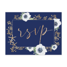 Anemone Blume Navy Blue Wedding Meal Choice UAWG