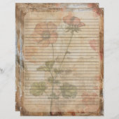 Anemone Blume Old Manuscript Briefbogen (Vorne/Hinten)