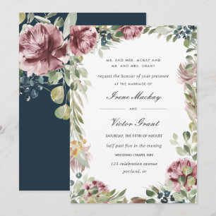 Anemone Blush Blaue botanische Hochzeit Einladung
