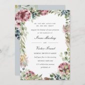 Anemone Blush | Blaugraue formale botanische Hochz Einladung (Vorne/Hinten)