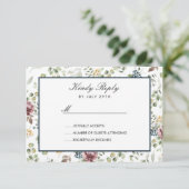 Anemone Blush Blue chic Blume Hochzeit RSVP Karte (Stehend Vorderseite)