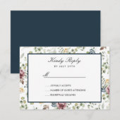Anemone Blush Blue chic Blume Hochzeit RSVP Karte (Vorne/Hinten)