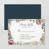 Anemone Blush Blue chic Blume Rahmen Wedding RSVP (Vorne/Hinten)
