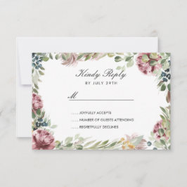 Anemone Blush Blue chic Blume Rahmen Wedding RSVP Karte