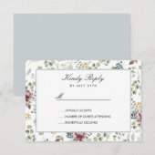 Anemone Blush Blue Gray Blume Wedding RSVP Karte (Vorne/Hinten)