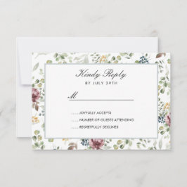 Anemone Blush Blue Gray Blume Wedding RSVP Karte