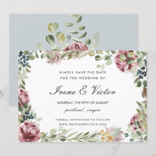 Anemone Blush Blue Gray Hochzeit Speichern Sie das Einladung