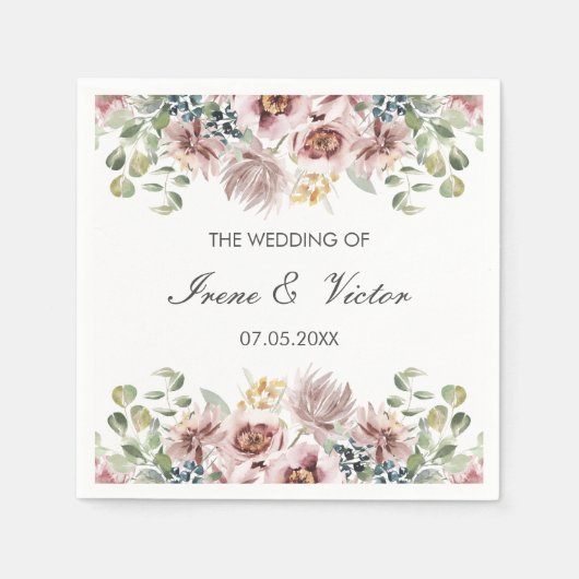 Anemone Blush | Dusty Palette Custom Hochzeit Serviette (Vorderseite)