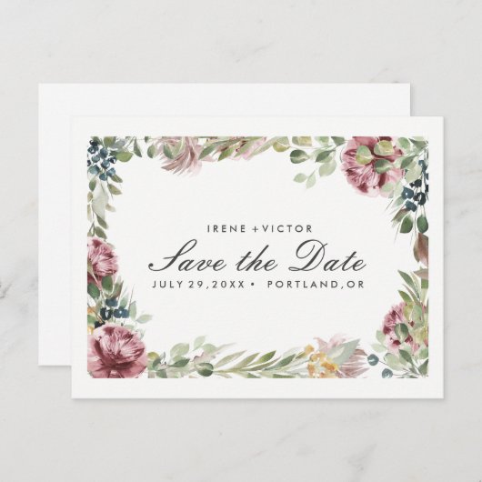 Anemone Blush | Floral Chic WEDDING speichern Sie Ankündigungspostkarte (Vorne/Hinten)