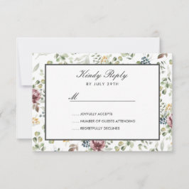 Anemone Blush grau botanische Blume Hochzeit RSVP Karte