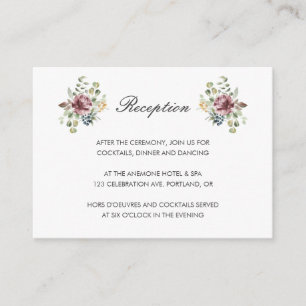 Anemone Blush   Hochzeitsempfang Begleitkarte