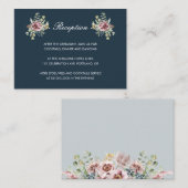 Anemone Blush Navy Blues Hochzeitsempfang Begleitkarte (Vorne/Hinten)