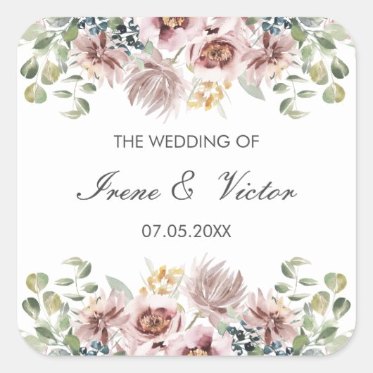 Anemone Blush personalisierte Farbpalette Quadratischer Aufkleber (Vorderseite)