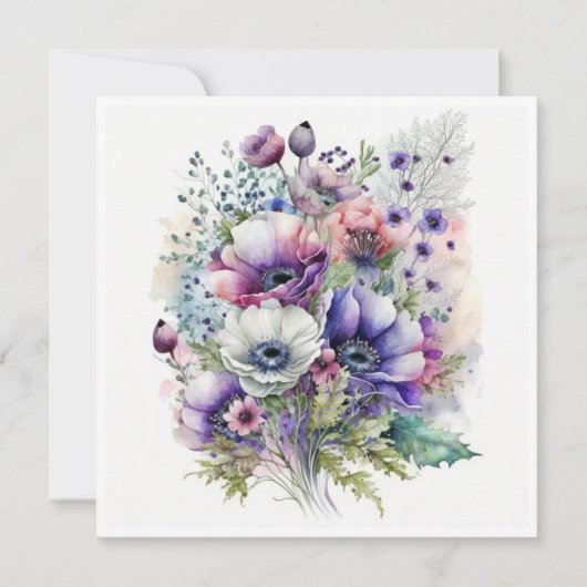 Anemone Bouquet Greetings Card (Vorderseite)
