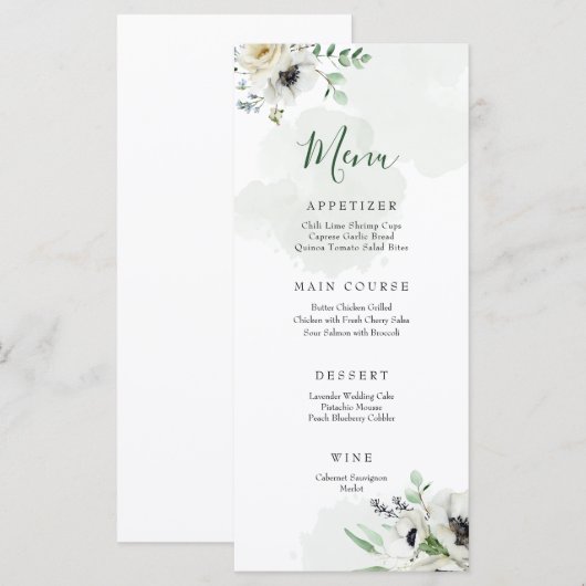 Anemone Bouquet Menu Menükarte (Vorne/Hinten)