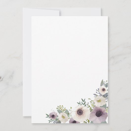 Anemone Bouquet Wedding Einladung (Rückseite)