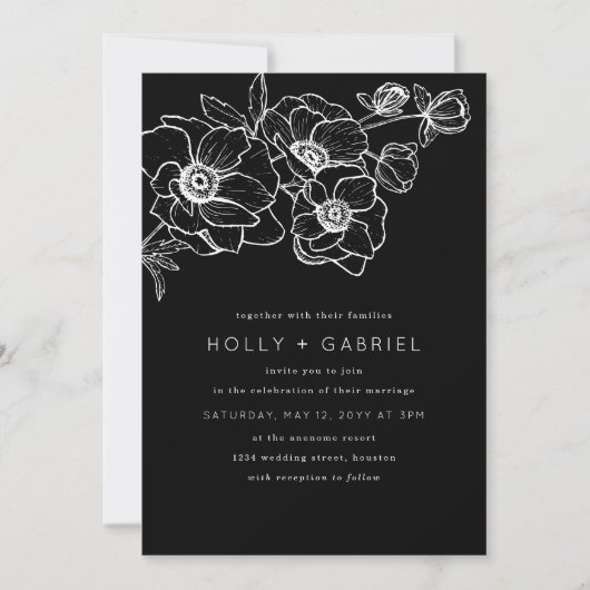 Anemone Bouquet Wedding Einladung (Vorderseite)