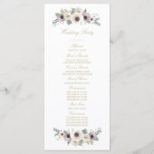 Anemone Bouquet Wedding Program Programm (Rückseite)