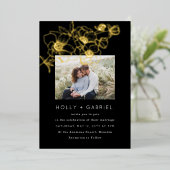 Anemone Bouquet Wedding Real Gold Folieneinladung (Stehend vorne)