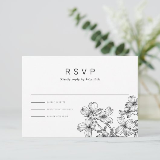 Anemone Bouquet Wedding RSVP (Stehend Vorderseite)