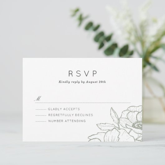 Anemone Bouquet Wedding RSVP (Stehend Vorderseite)