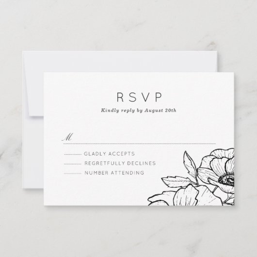 Anemone Bouquet Wedding RSVP Karte (Vorderseite)