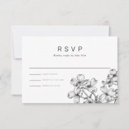 Anemone Bouquet Wedding RSVP Karte