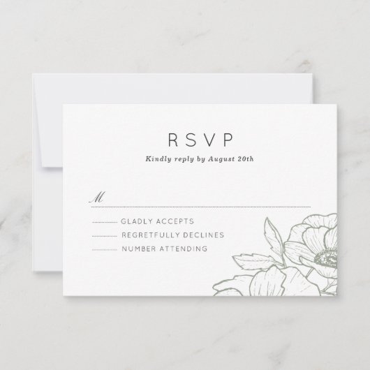Anemone Bouquet Wedding RSVP Karte (Vorderseite)