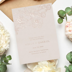 Anemone Bouquet Wedding speichern das Datum Folieneinladung