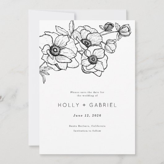 Anemone Bouquet Wedding speichern das Datum Save The Date (Vorderseite)