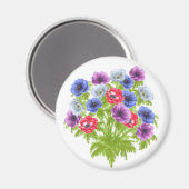Anemone de Caen Garden Blume Magnet (Vorderseite/Rückseite)