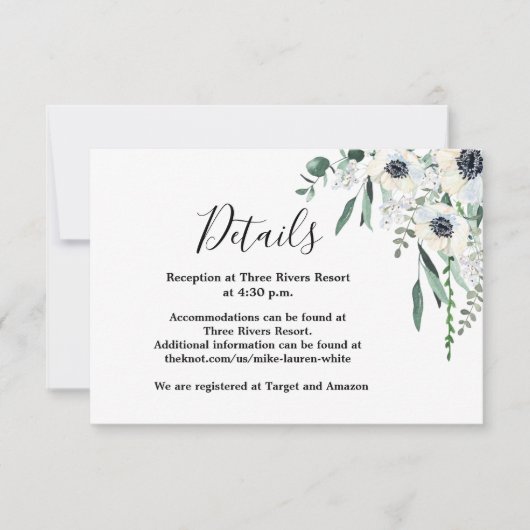 Anemone Details Hochzeitskarte RSVP Karte (Vorderseite)
