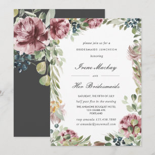 Anemone dunkelgray Botanical BRIDESMAIDS LUNCHEON Einladung