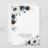 Anemone Dusty Blue Thistle Burgundy Floral Wedding Einladung (Rückseite)