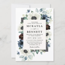 Anemone Dusty Blue Thistle Burgundy Floral Wedding