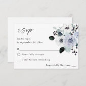 Anemone & Eukalyptus Winter Weiße Blüte RSVP Karte (Vorne/Hinten)