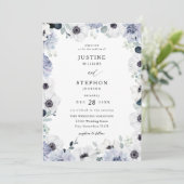 Anemone & Eukalyptus Winter White Floral Wedding Einladung (Stehend Vorderseite)