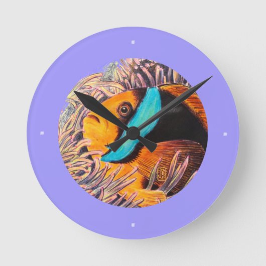 Anemone Fish Round Wall Uhr (Vorderseite)