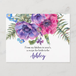 Anemone Floral Brautparty Rezept Card Postkarte