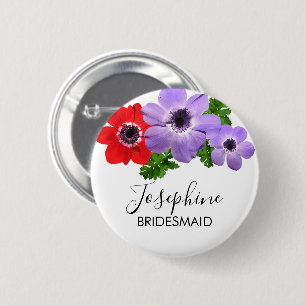 Anemone Floral Bridesmaid Button