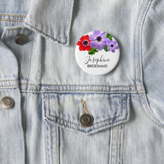 Anemone Floral Bridesmaid Button (Beispiel)