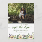 Anemone Floral Lila Creme Boho Grüne Foto Save The Date (Vorderseite)