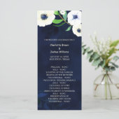 Anemone Floral Navy Blue Wedding Programm (Stehend Vorderseite)
