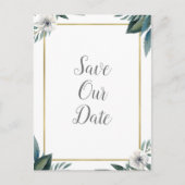 Anemone Floral Save the Date Anemone Green Blätter Ankündigungspostkarte (Vorderseite)